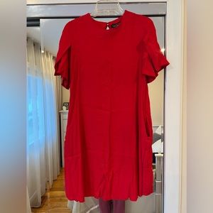 & Other Stories red-orange dress with flair sleeves and pockets